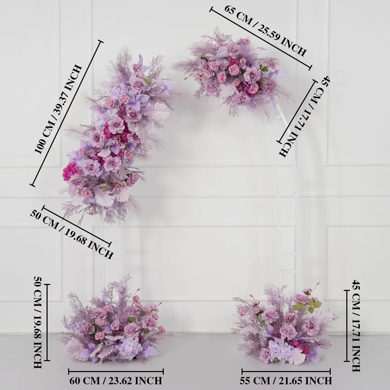 Uflower Purple Flower Arrangement Wedding Party Backdrop Floral Props SET80156 - Uflower