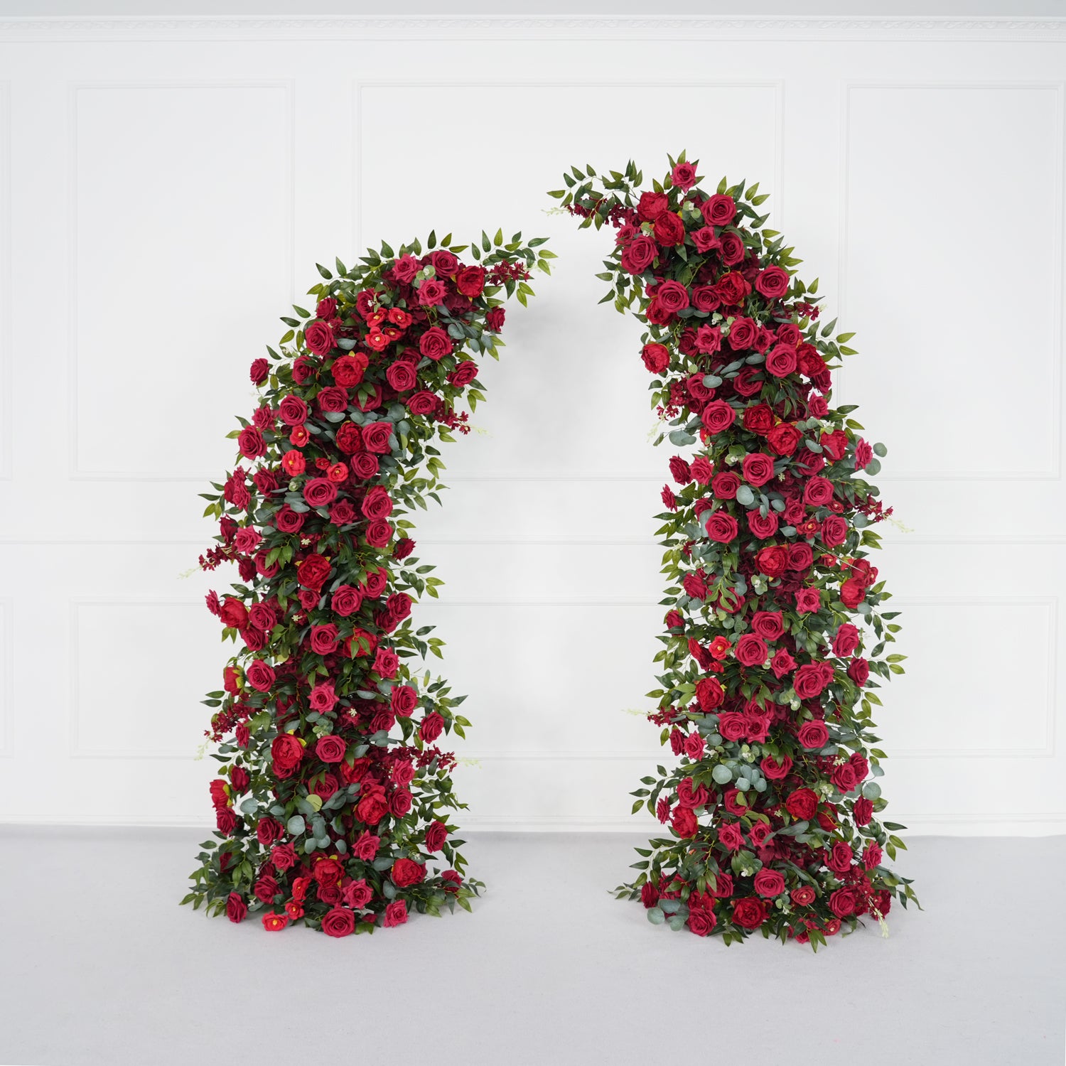 Uflower Red Rose Floral Arch Wedding Backdrop Decor