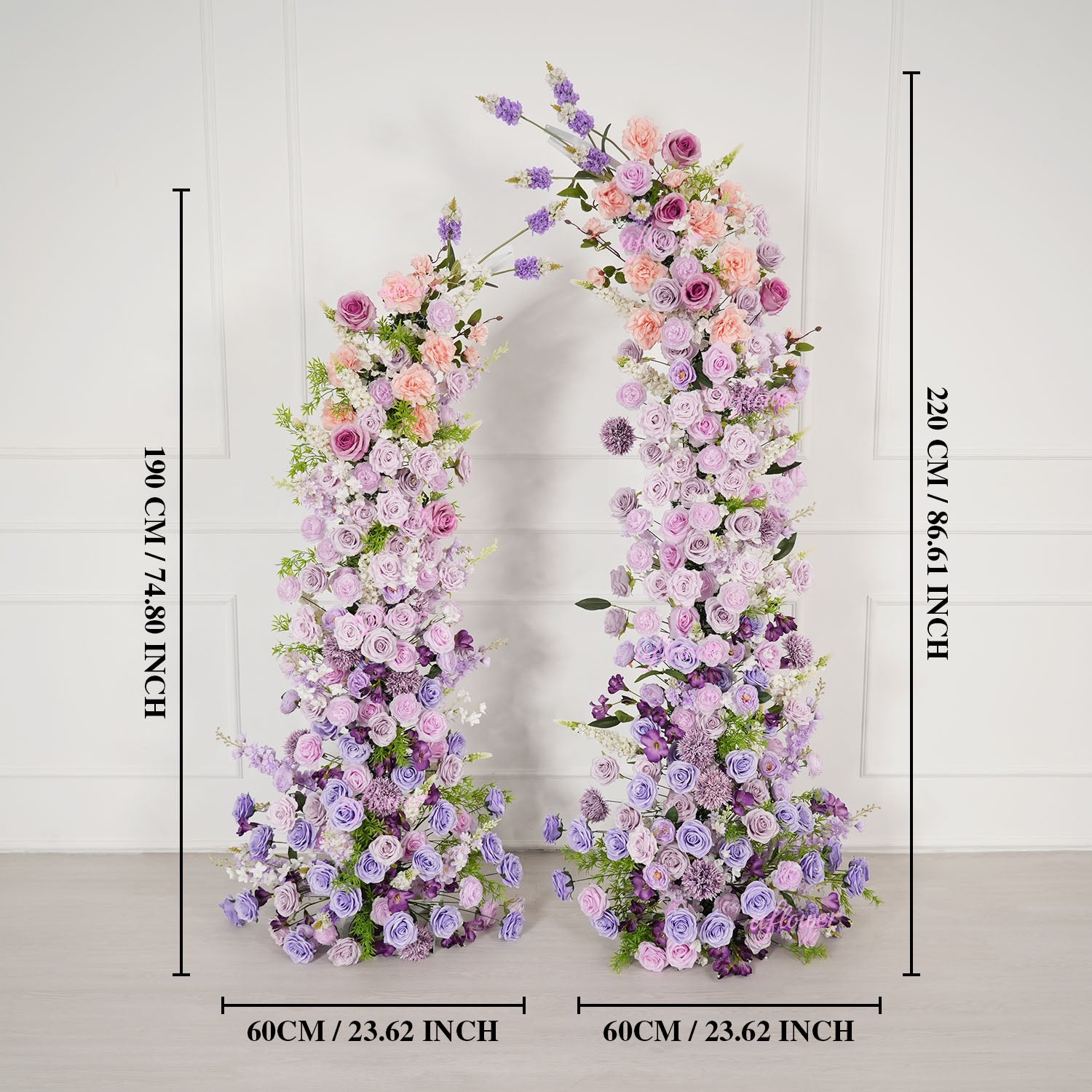Uflower Gradient purple Floral Horn Arch Wedding Party Backdrop Decor