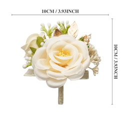 Uflower Champagne Series Bride Bouquet Wrist Corsage Groom Boutonniere Wedding Event Supplies