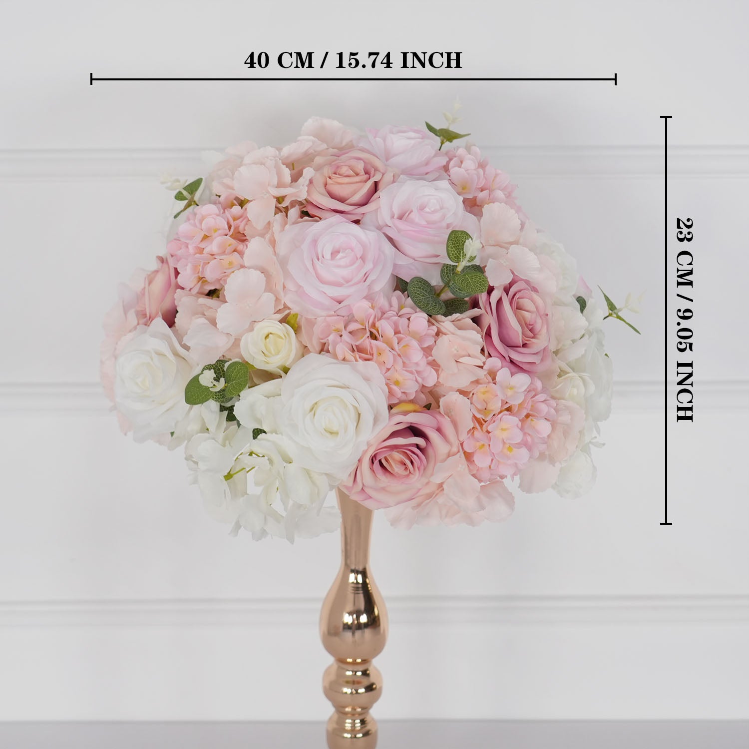 Uflower Pink Table Centerpiece Floral Ball Wedding Table Decoration