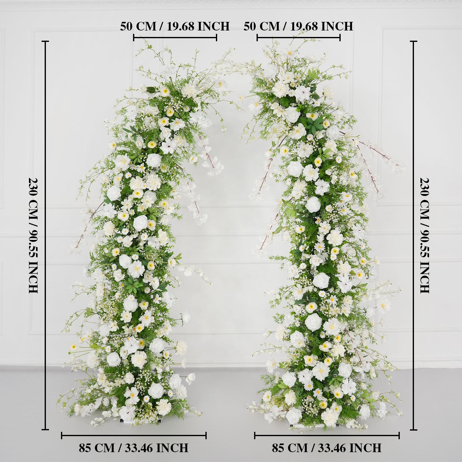 Uflower Green White Floral Horn Arch Wedding Party Backdrop Decor