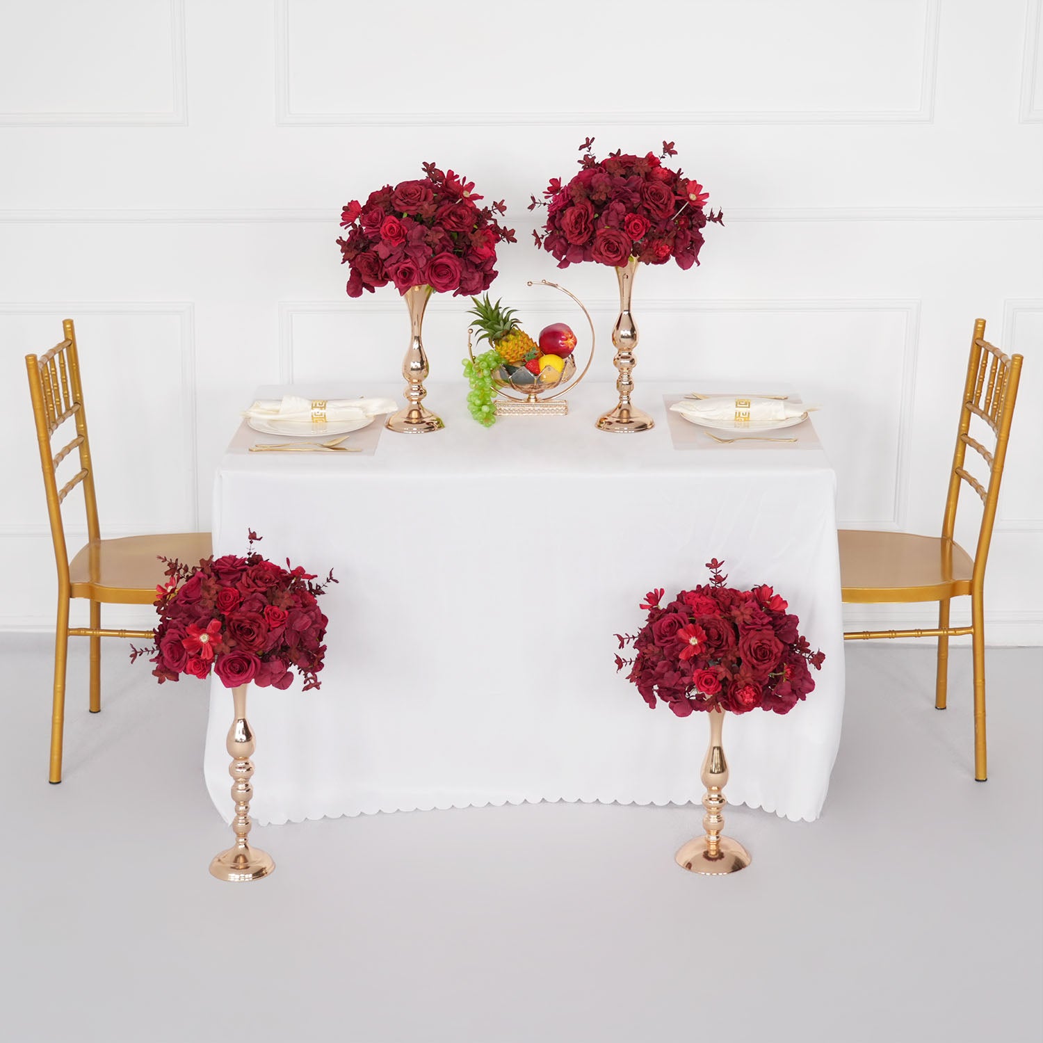 Uflower Red Table Centerpieces Floral Ball Wedding Decor Flower Arrangement
