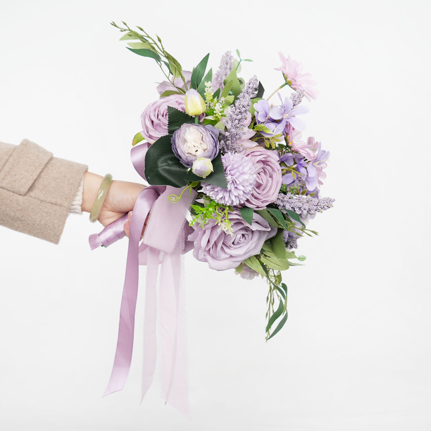 Purple bridal flower bouquet