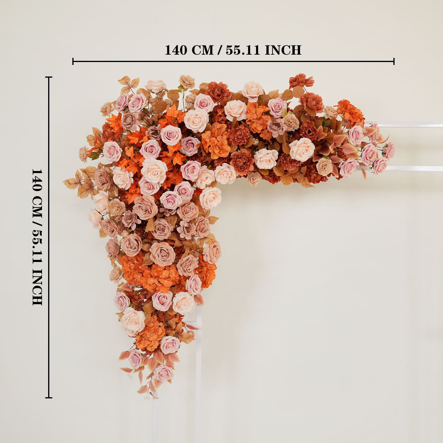 Uflower Artificial Autumn Pink Flower Row Wedding KT Backdrop Decor