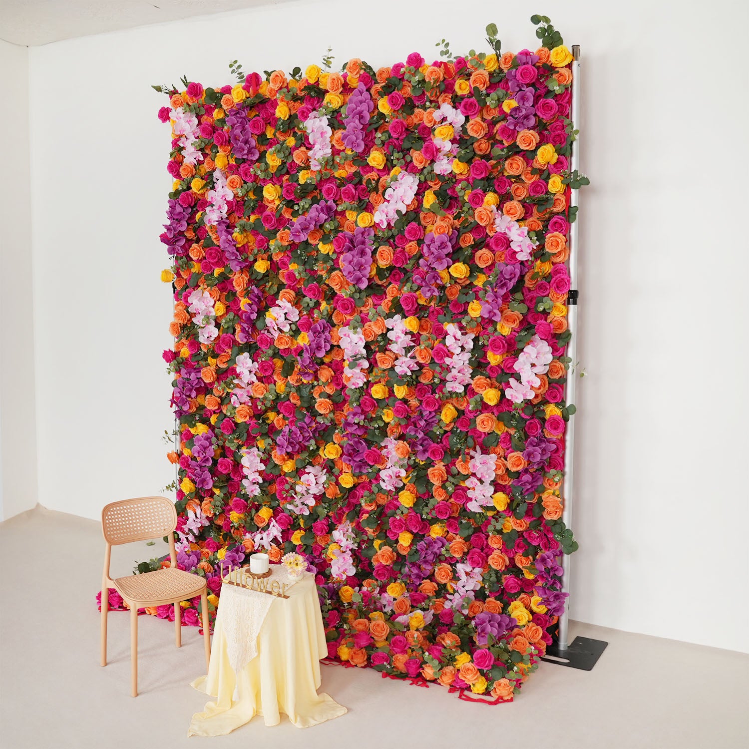 Artificial Mix Rose Butterfly Orchid 5D Wedding Flower Wall