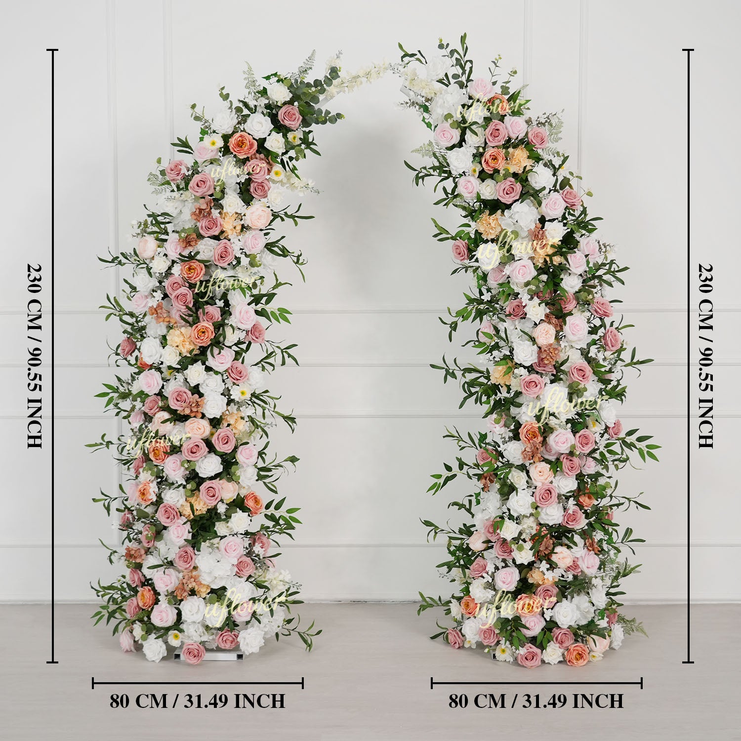 Uflower Blush Pink White Flower Horn Arch Wedding Party Birthday Backdrop Decor