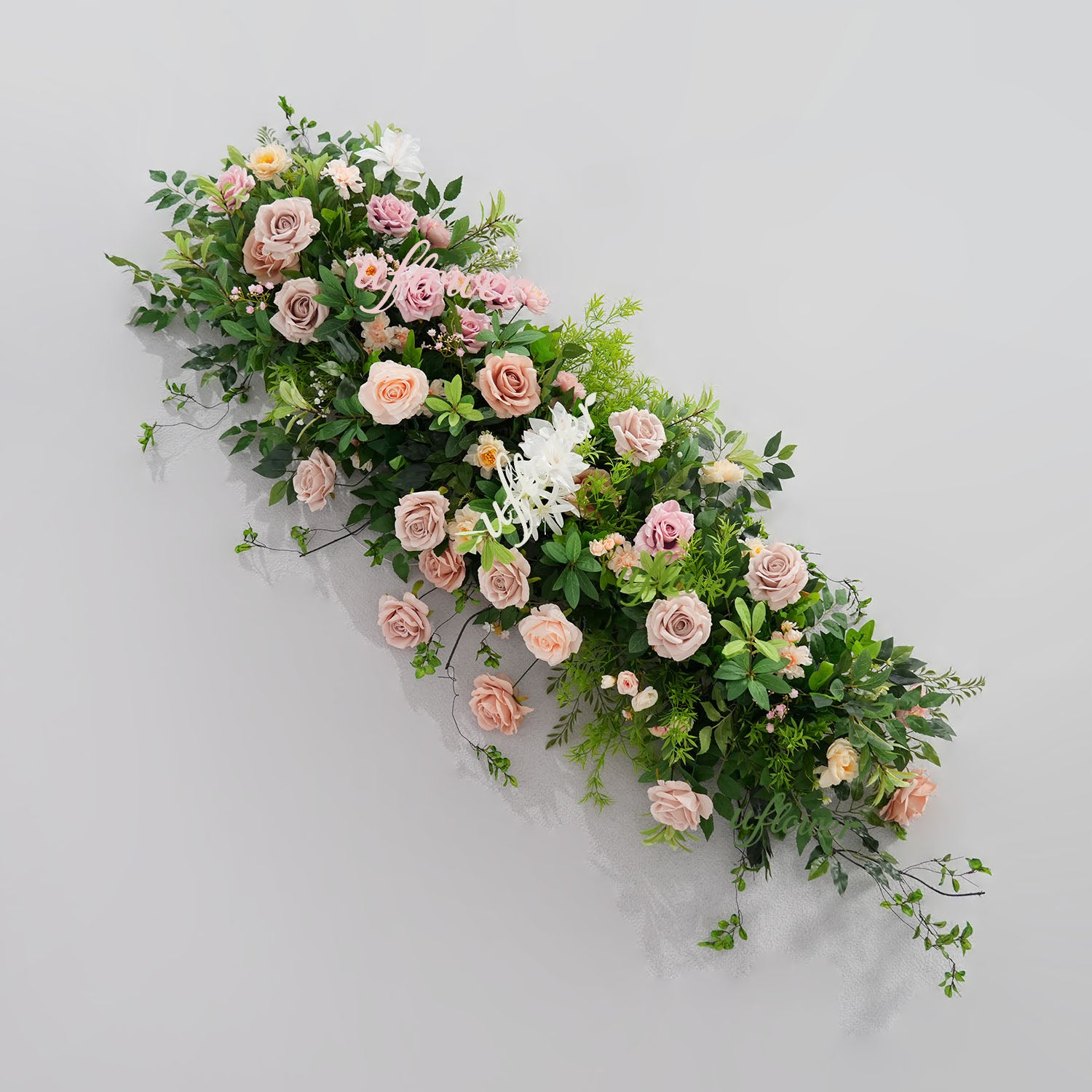 Uflower Pink Rose Green Leaf Hang Flower Floor Floral Wedding Party Event Props