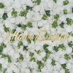 Uflower Artificial White Rose Wall Wedding Backdrop Decor