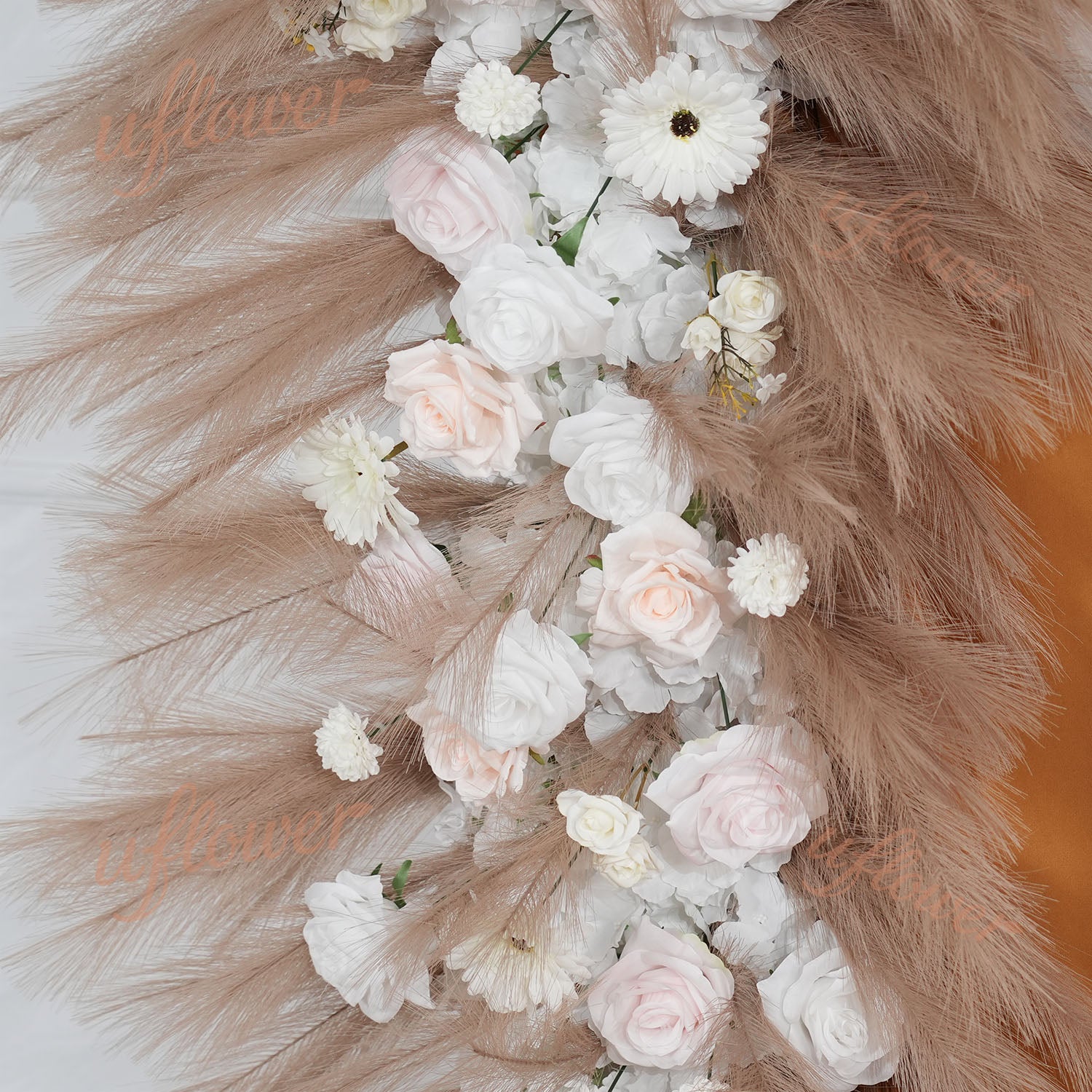 Uflower Pampas Grass Rose Wedding Floral Arrangement KT Backdrop Decor