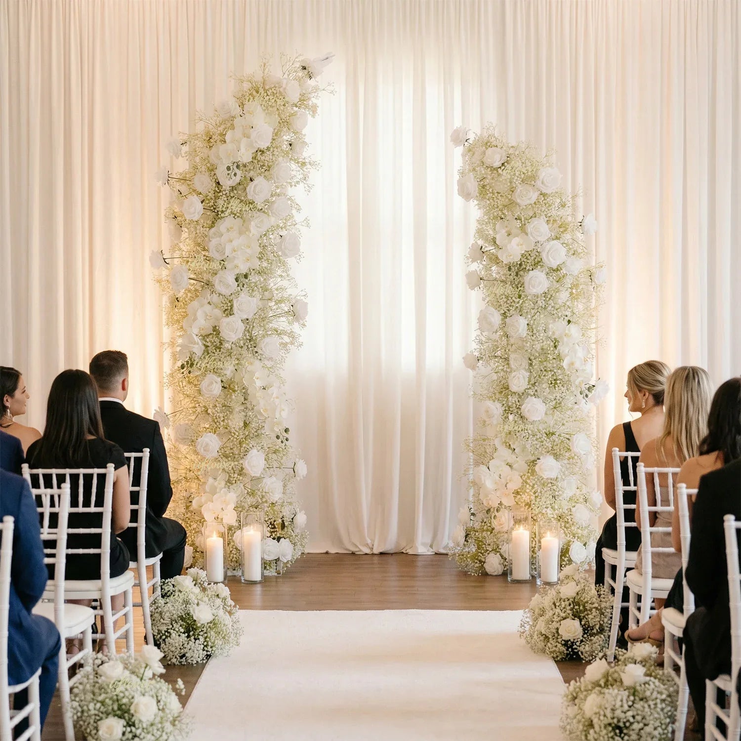 White Flower Row Decor Wedding Backdrop Horn Arch - Uflower