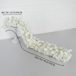 Uflower Pink White Rose Table Runner Sofa Floral Wedding Backdrop Decor