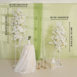 Uflower Artificial White Rose Flower Row Wedding KT Backdrop Decor