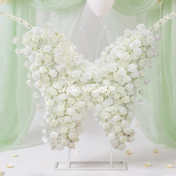 Uflower White Rose Butterfly Shaped Arch Wedding Party Backdrop Decor