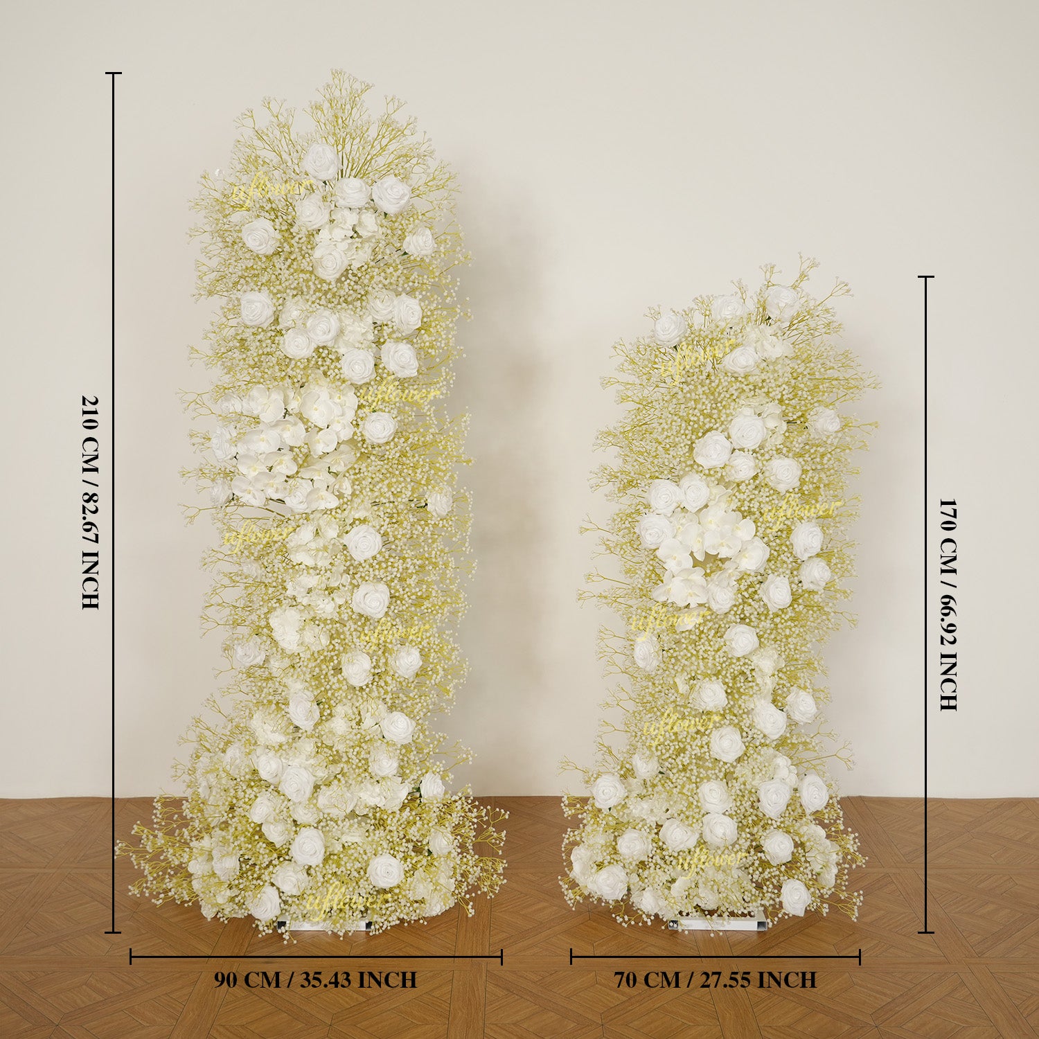 Uflower White Rose Baby Breath Wedding KT Backdrop Floral Arrangement