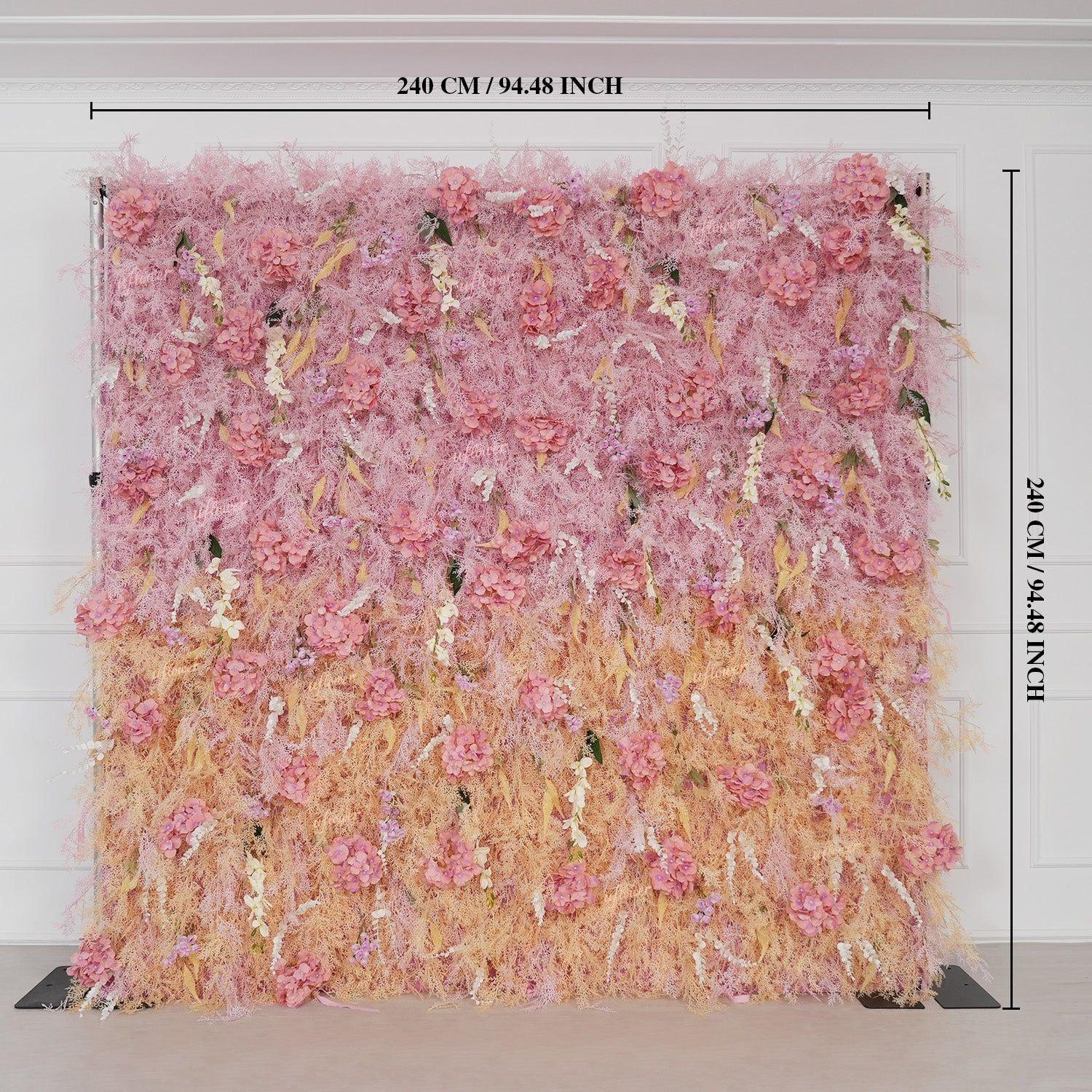 Uflower Flower Wall Champagne Pink Frost Floral Backdrop Wedding Party Proposal Decor SET80215 - Uflower