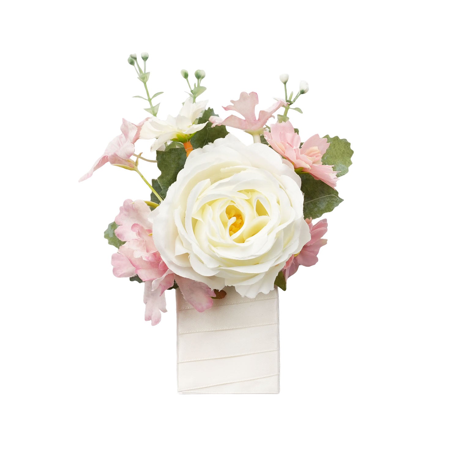 Uflower Pink White Series Bride Bouquet Wrist Corsage Groom Boutonniere Wedding Event Supplies