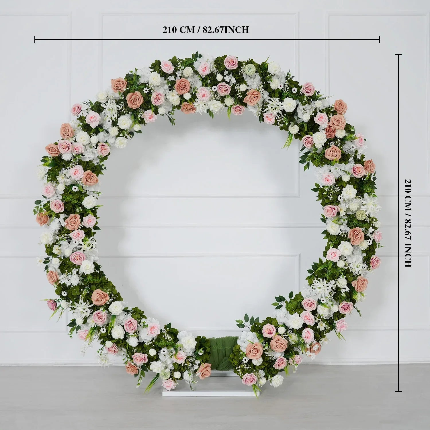 Uflower Pink White Greenery Flower Arrangement Table Runner Round Arch SET80201 - Uflower