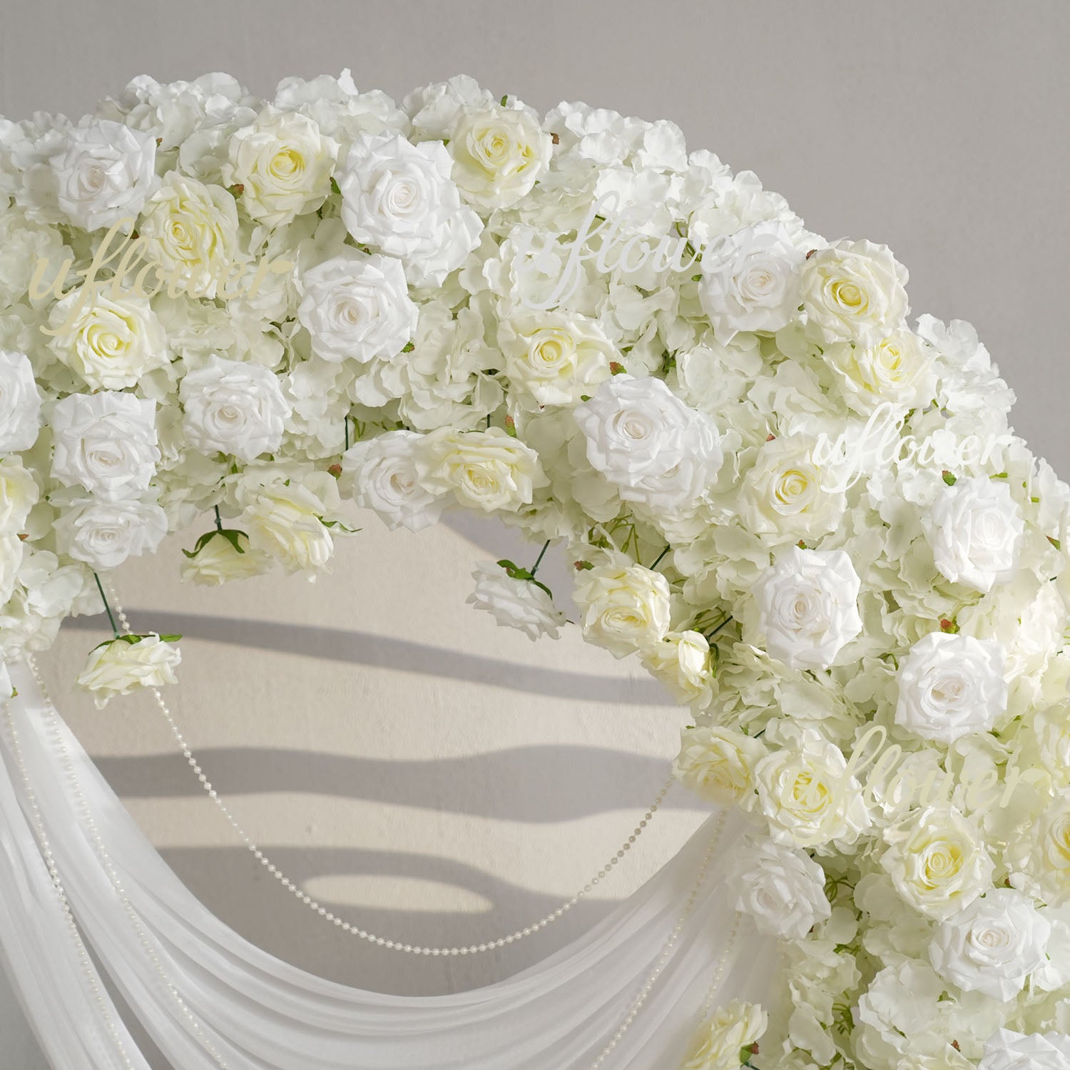 Uflower 2m*2m White Rose Heart-Shaped Arch Wedding Decor