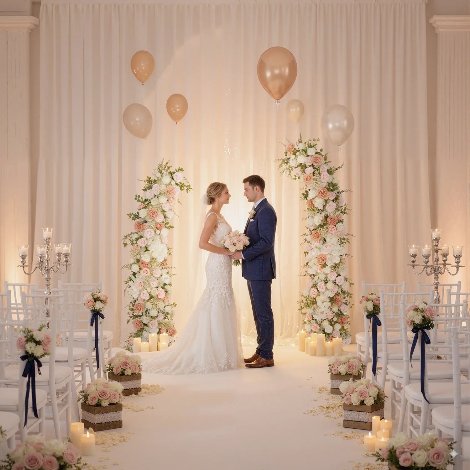 White 5D Horn Arch Flower Wedding Decor - Uflower