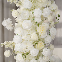 Uflower White Rose Floral Horn Arch Wedding Party Backdrop Decor