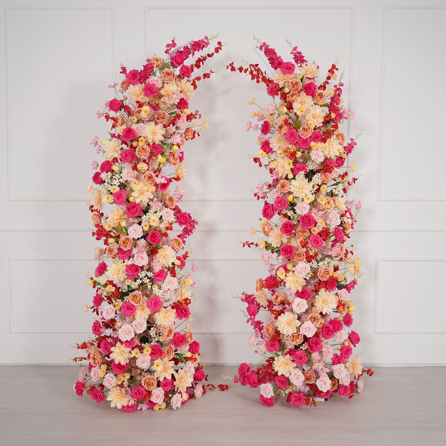 Uflower Champagne Pink Flower Horn Arch Wedding Party Birthday Backdrop Decor