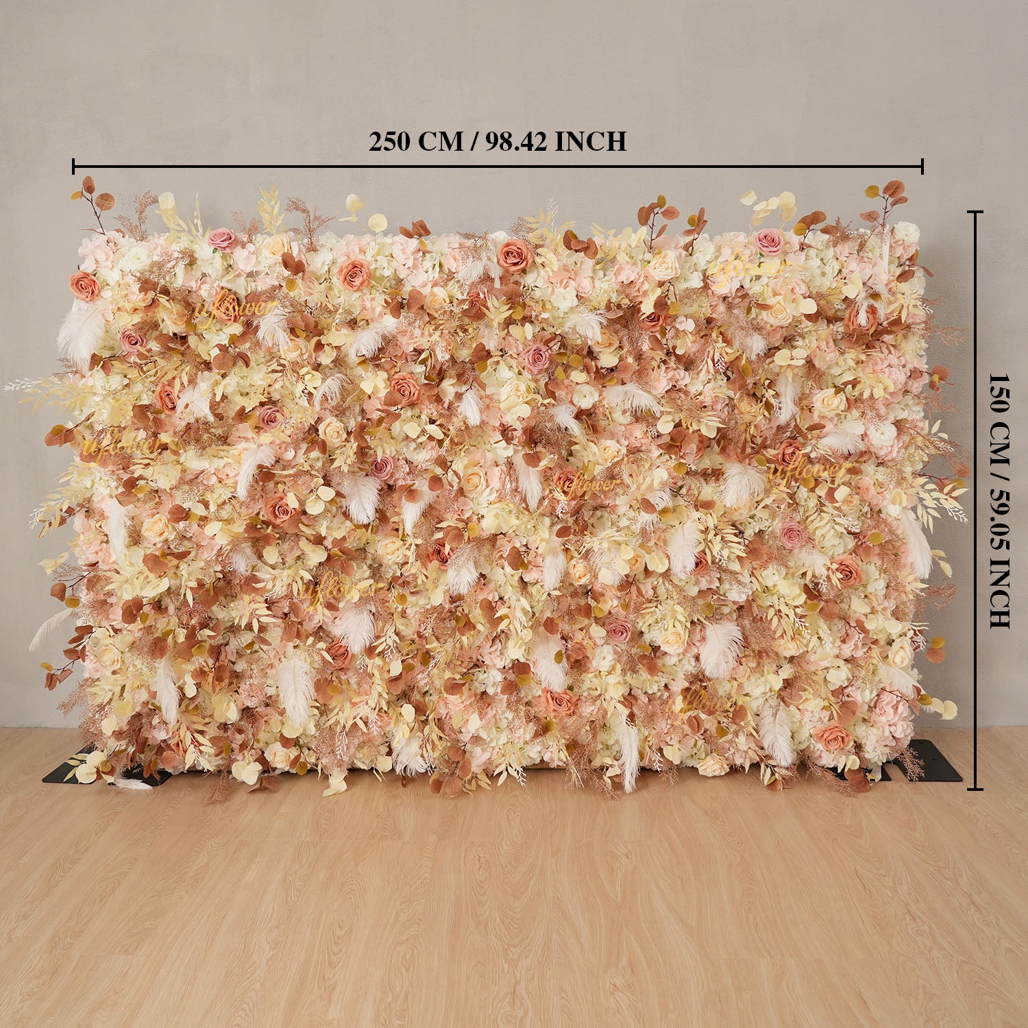 Uflower Flower Wall Champagne Khaki Floral Backdrop Wedding Party Proposal Decor