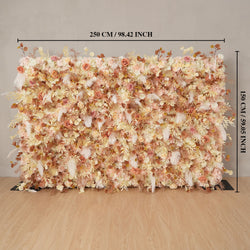 Uflower Flower Wall Champagne Khaki Floral Backdrop Wedding Party Proposal Decor