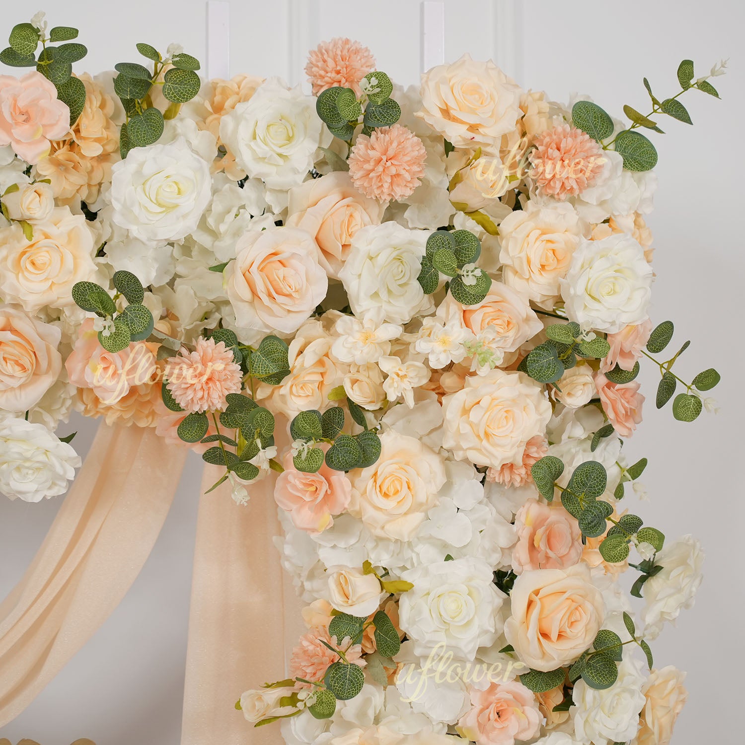 Uflower Champagne Rose Floral Square Arch Wedding Party Backdrop Decoration