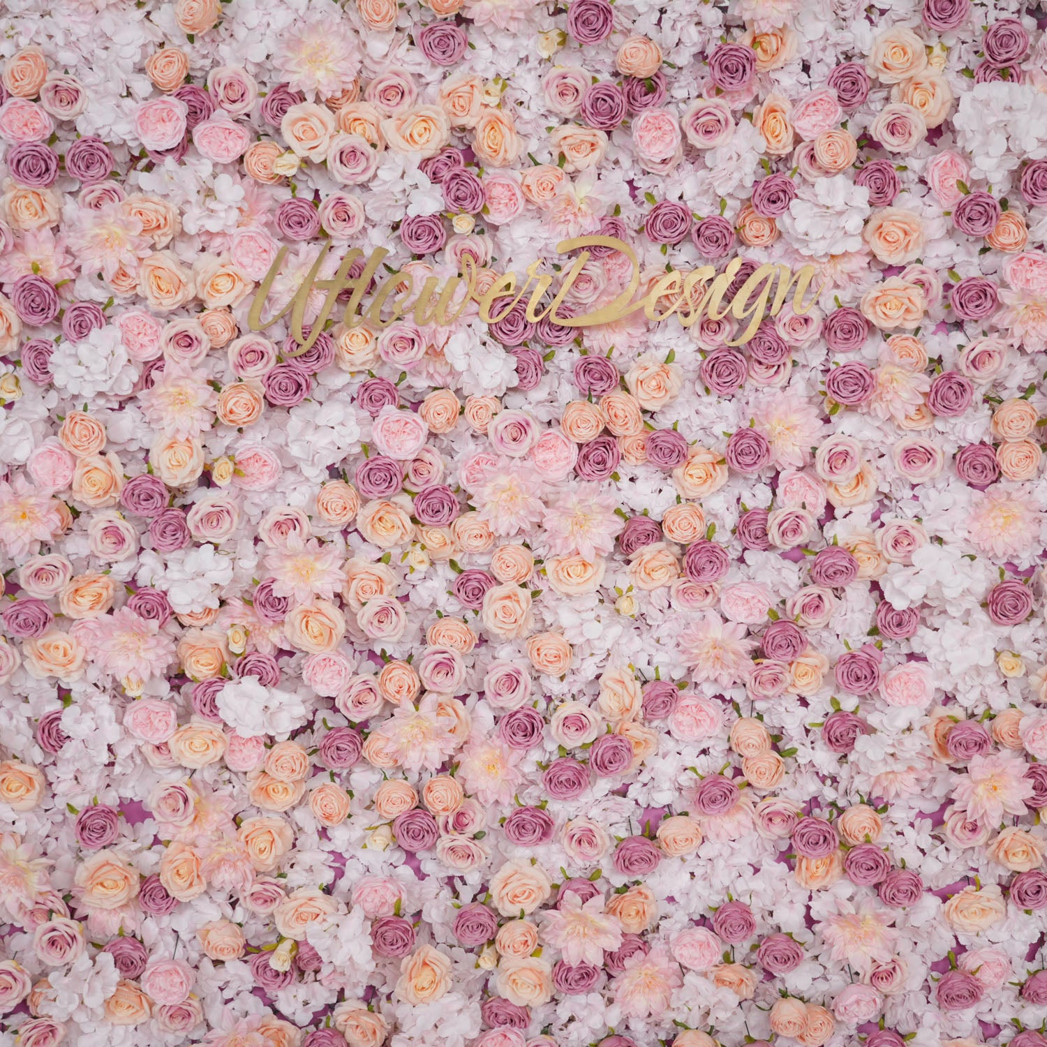 Uflower Artificial Pink Champagne Rose 5D Wedding Flower Wall