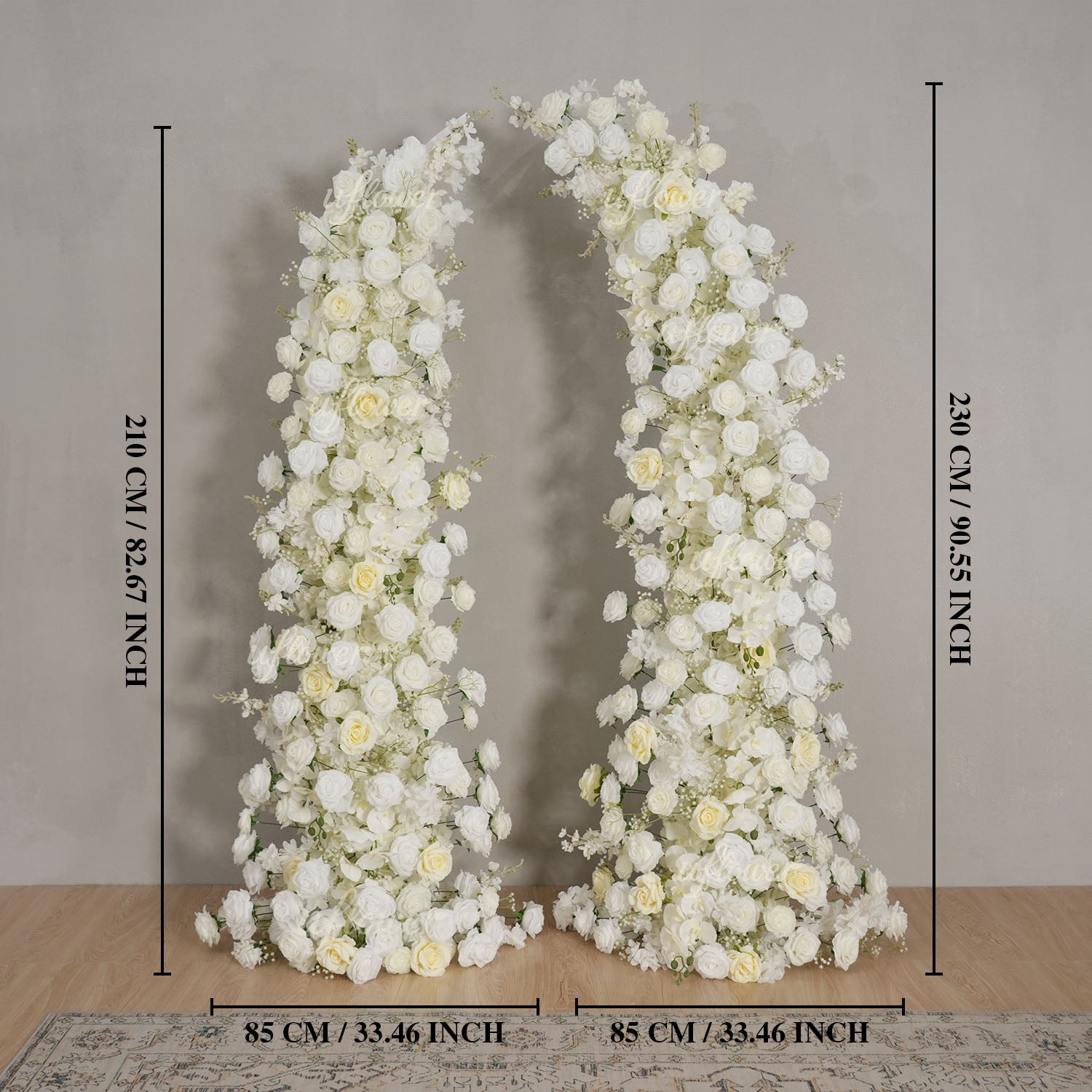 Uflower White Rose Horn Arch Floral Arrangement Wedding Backdrop Decor
