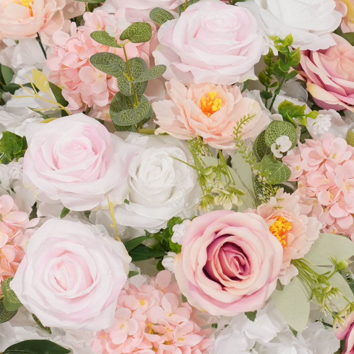 Uflower Pink White Rose Green Leaf Table Centerpieces Floral Ball Wedding Decoration
