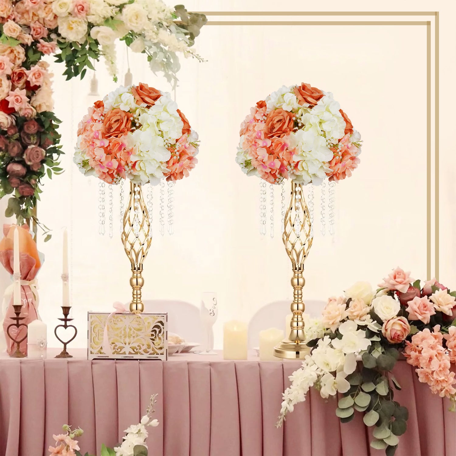 Uflower 35CM Artificial Flower Table Centerpiece Flower Ball Wedding Floral Arrangement