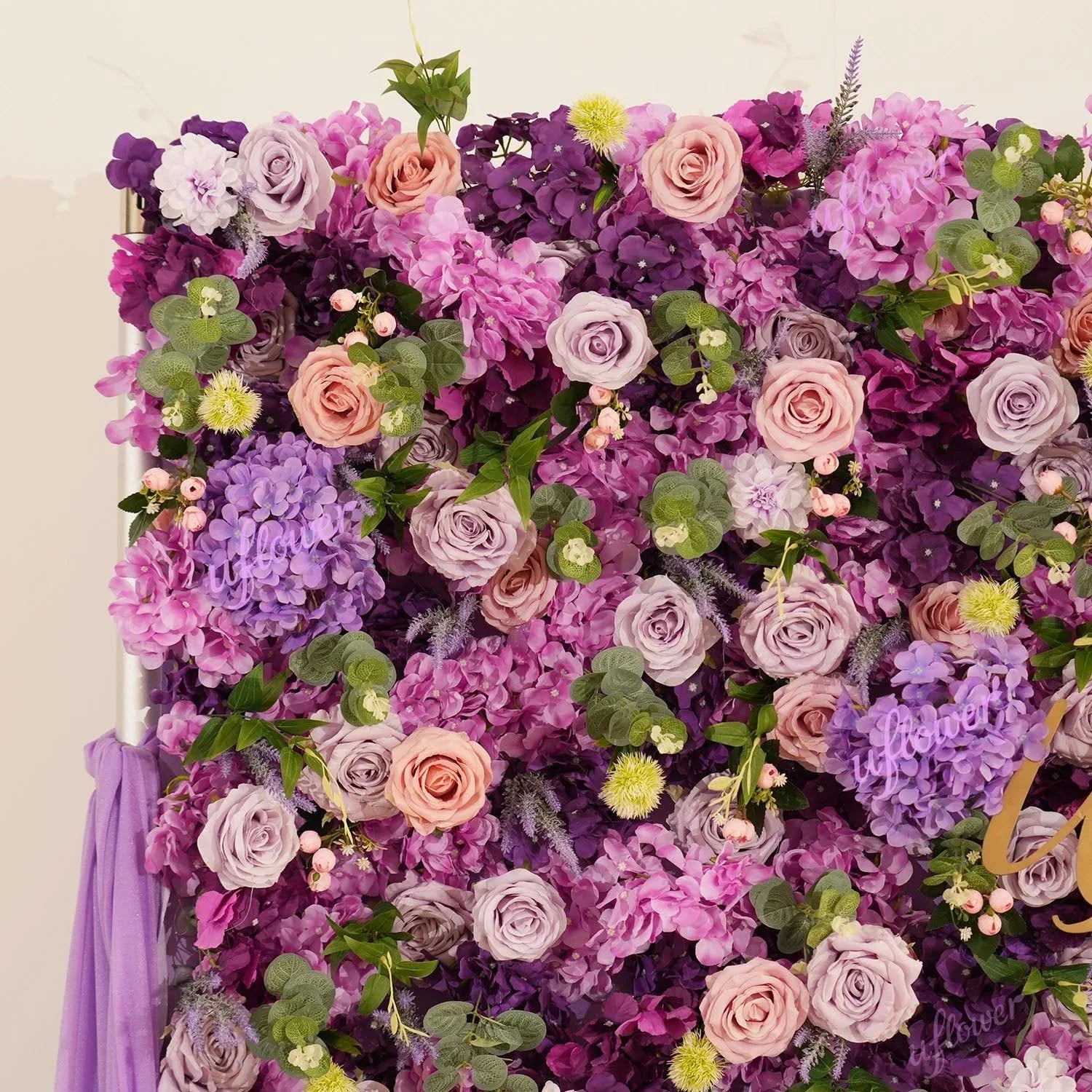 Uflower Flower Wall 3D Purple Hydrangea Floral Backdrop Wedding Party Proposal Decor - Uflower