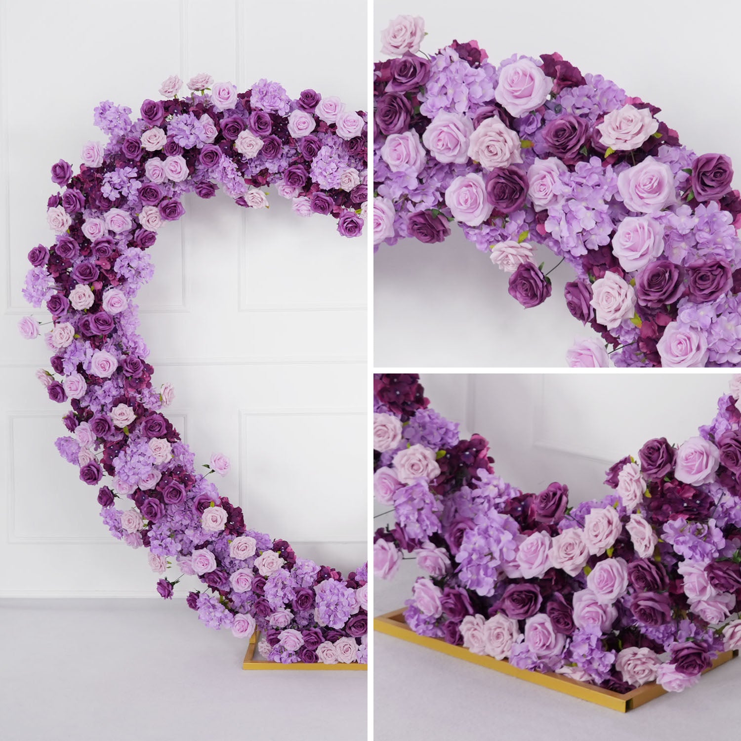 Artificial Purple Rose Heart Arch Wedding Decor