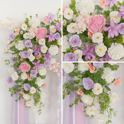 Uflower Artificial Purple Pink Wedding KT Backdrop Flower Row Decor
