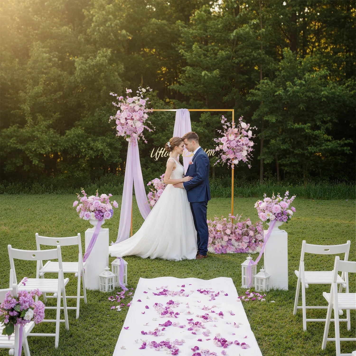 Artificial Purple Wedding KT Backdrop Flower Arch Decor - Uflower