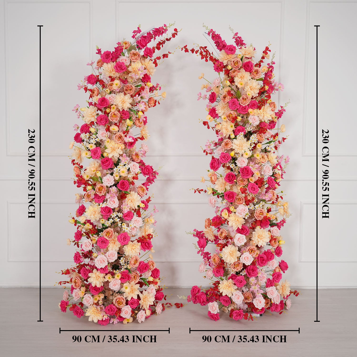 Uflower Champagne Pink Flower Horn Arch Wedding Party Birthday Backdrop Decor