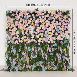 Uflower Flower Wall 3D Purple Pink Rose Floral Backdrop Wedding Party Proposal Decor