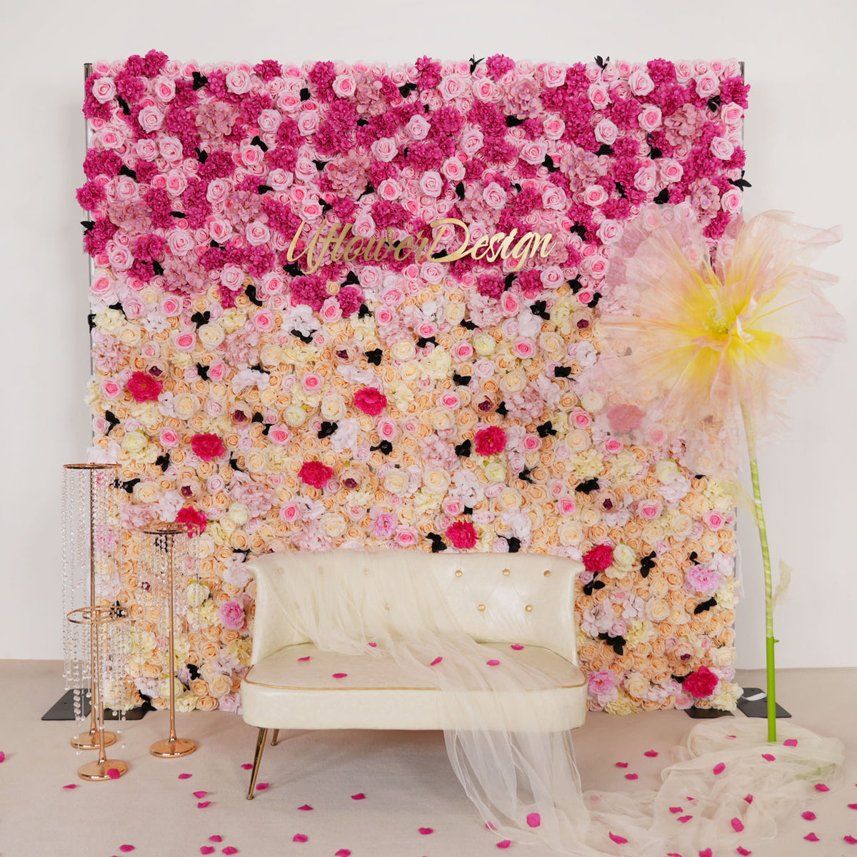 Rose Pink Gradient Flower Wall