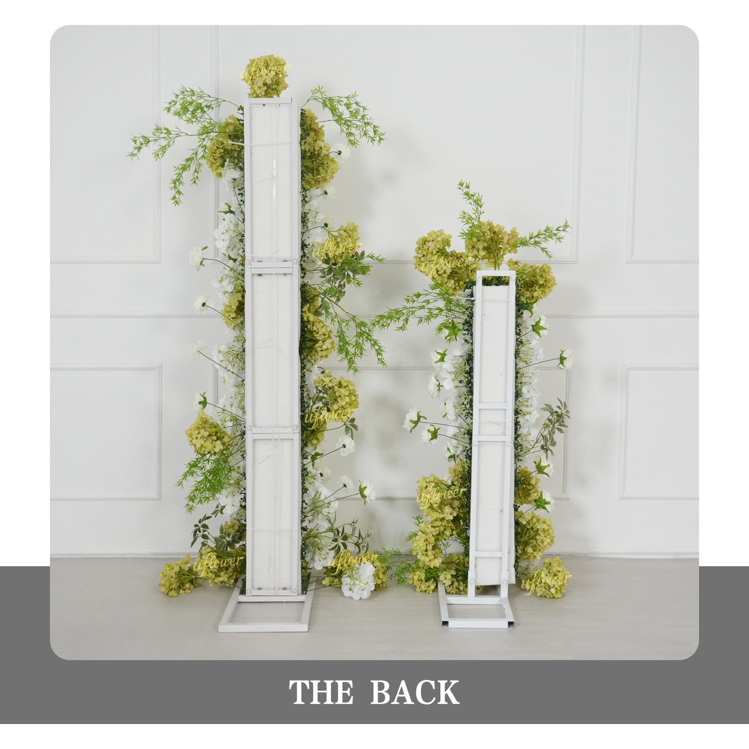 Uflower Artificial Green White Hydrangea Rose Flower Row Wedding KT Backdrop Decor