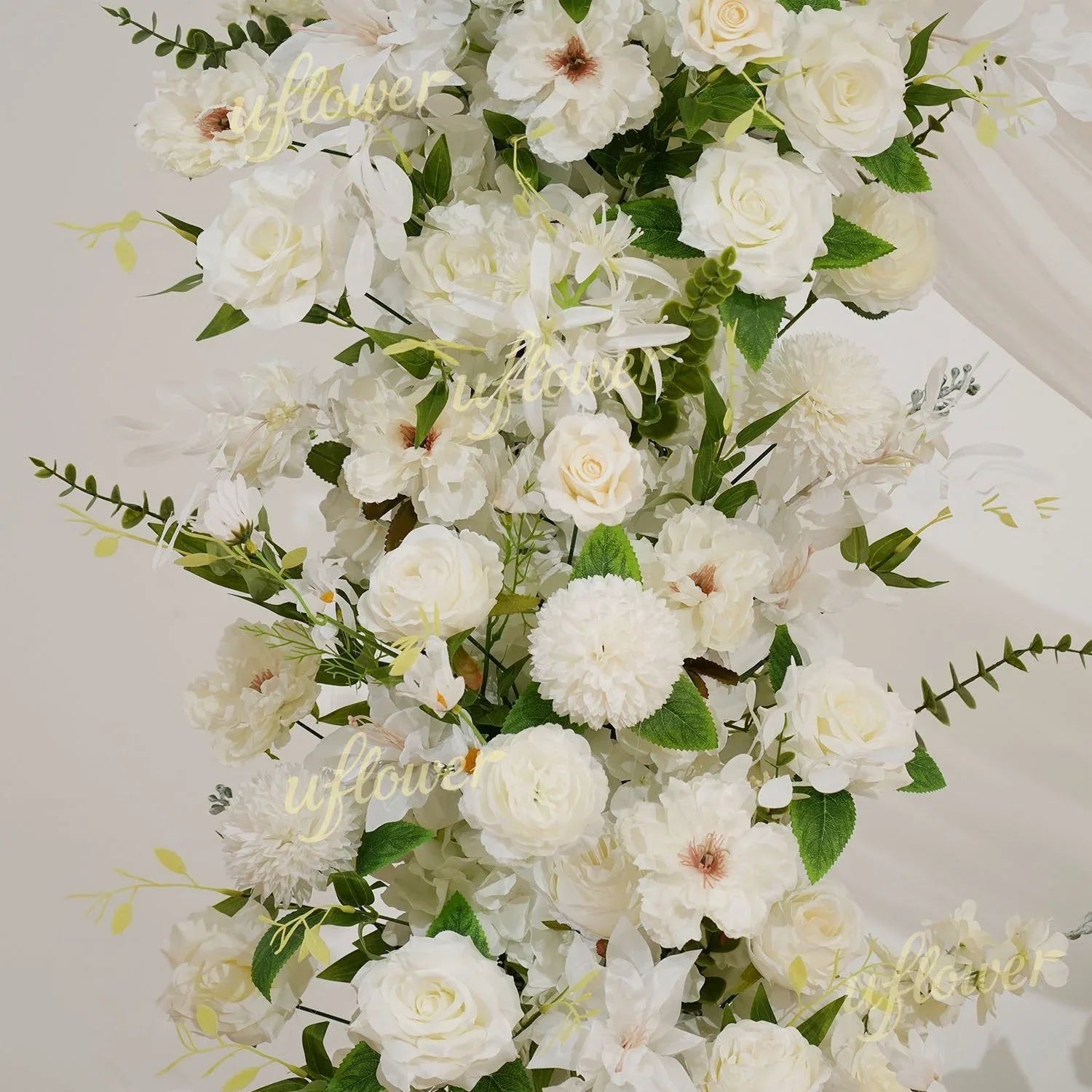 Uflower White Greenery Arrangement Floral Horn Arch Wedding Party Backdrop Decor SET80189 - Uflower