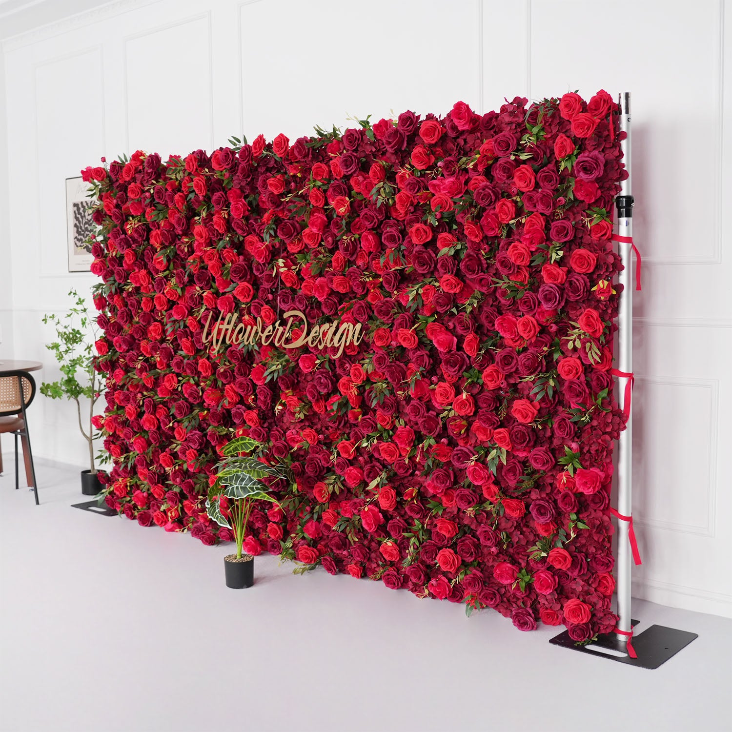 Uflower Artificial Red Rose Wall Wedding Backdrop Decor