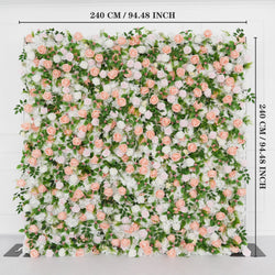 Uflower Artificial Pink White Flower Wall Wedding Backdrop Deco Birthday Party