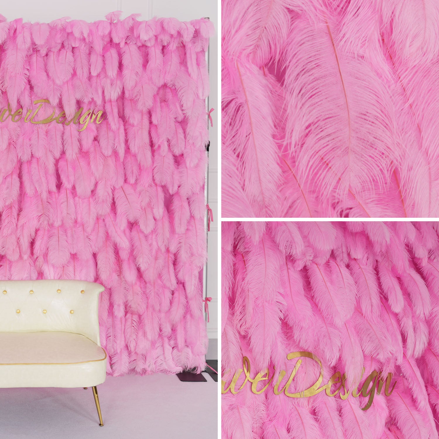 Uflower Artificial Pink 5D Flower Wall Wedding Backdrop Deco Birthday Party