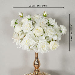 Uflower White Rose Table Runner Sofa Floral Wedding Backdrop Decor