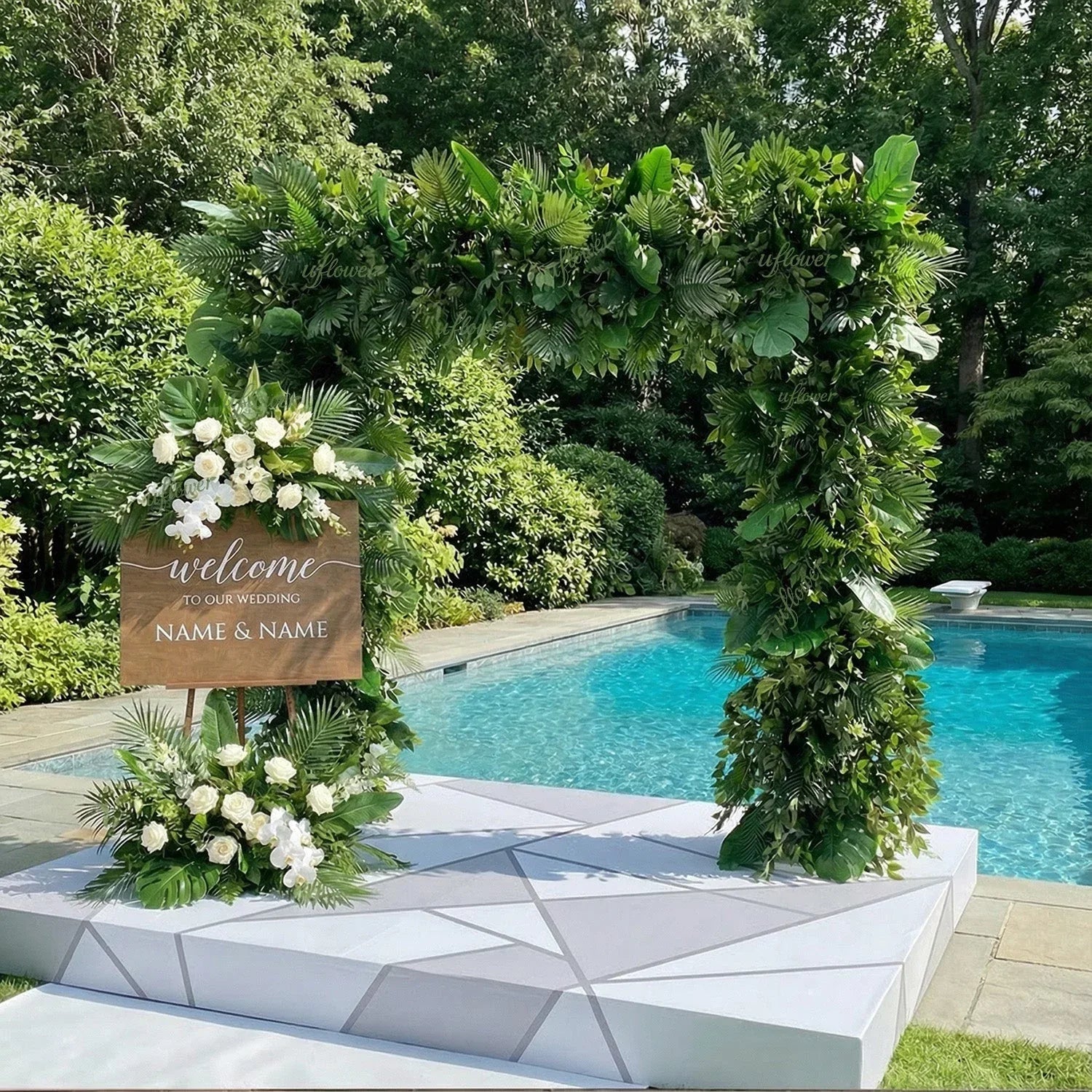 Uflower Artificial Green Leaves Flower Row Wedding KT Backdrop Decor SET80160 - Uflower