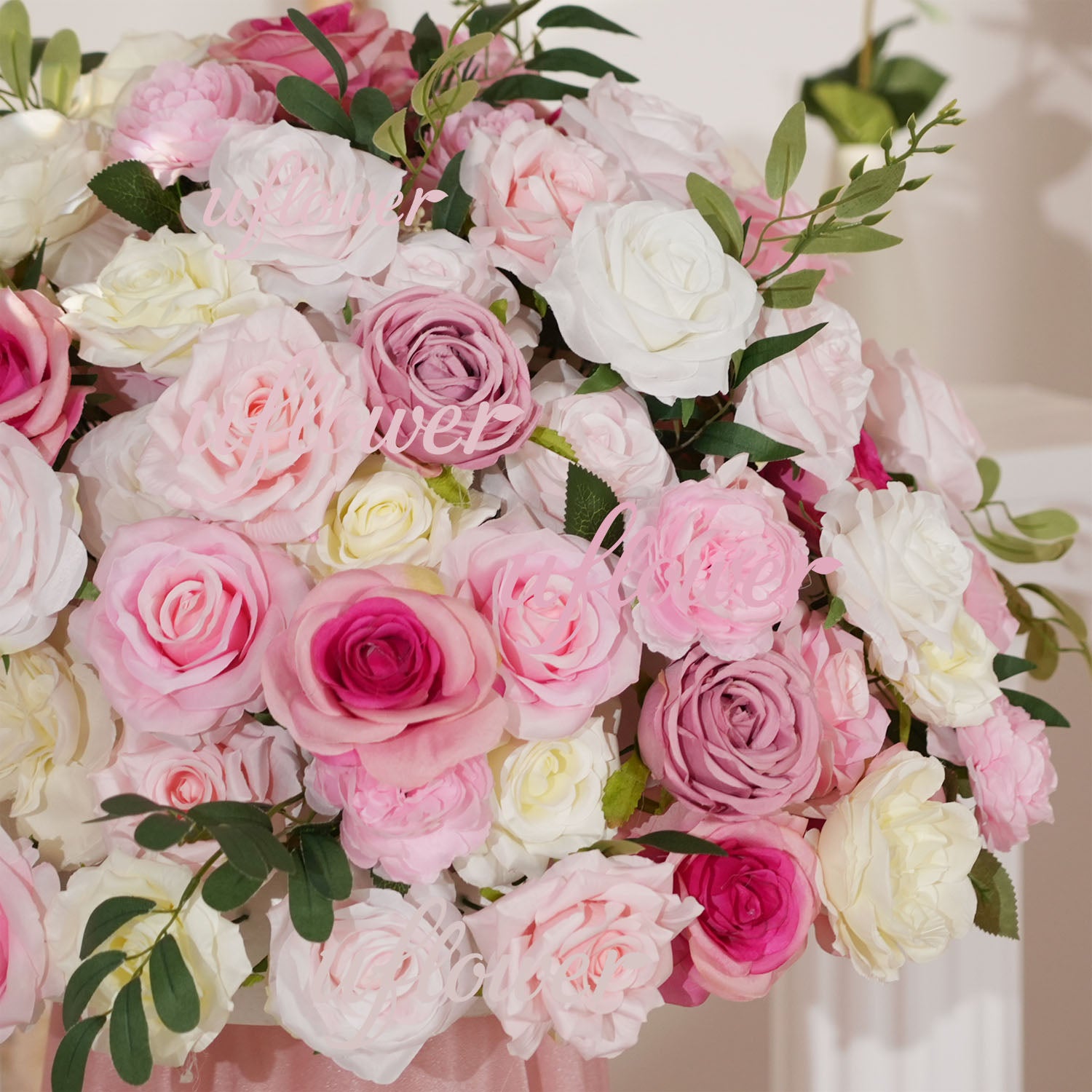 Artificial Pink Rose Flower Arrangement Wedding Backdrop Decor Props