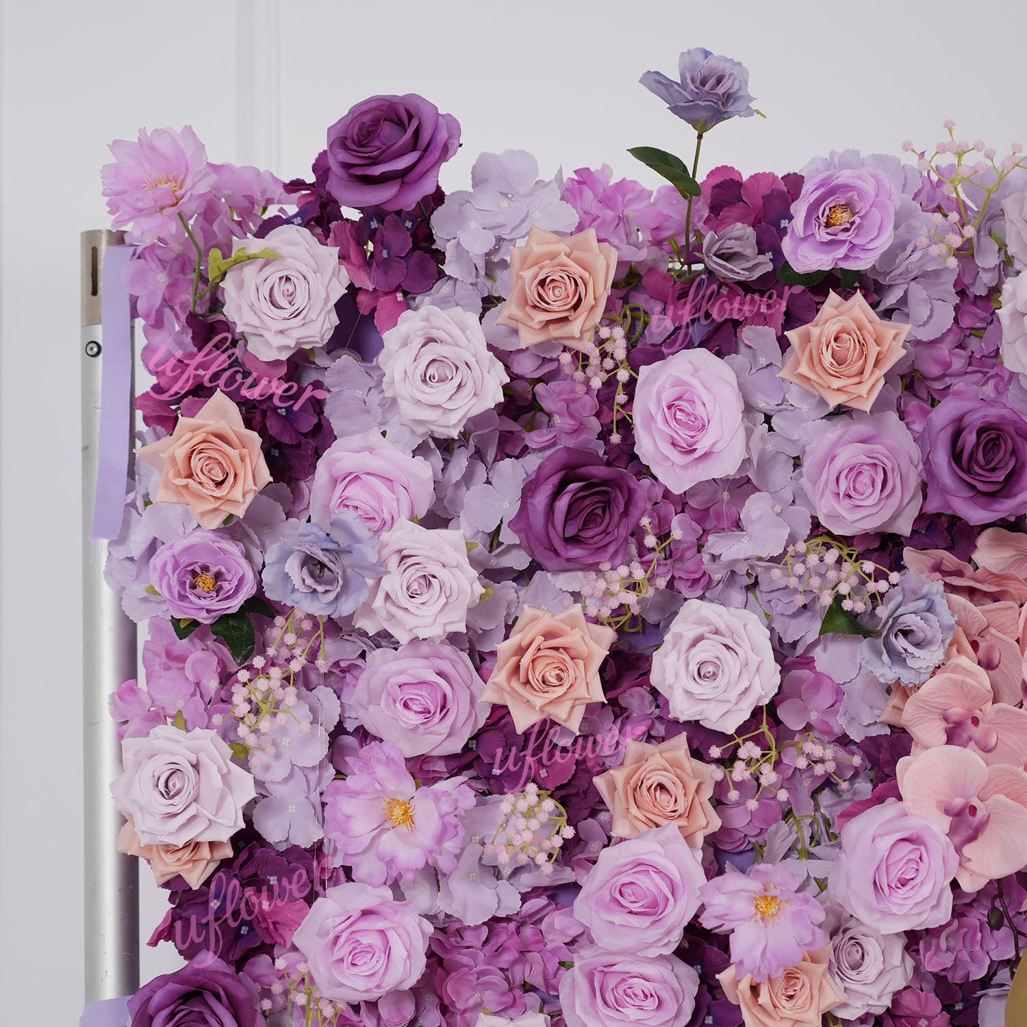 Uflower Purple Rose Flower Wall Backdrop Wedding Party Decoration