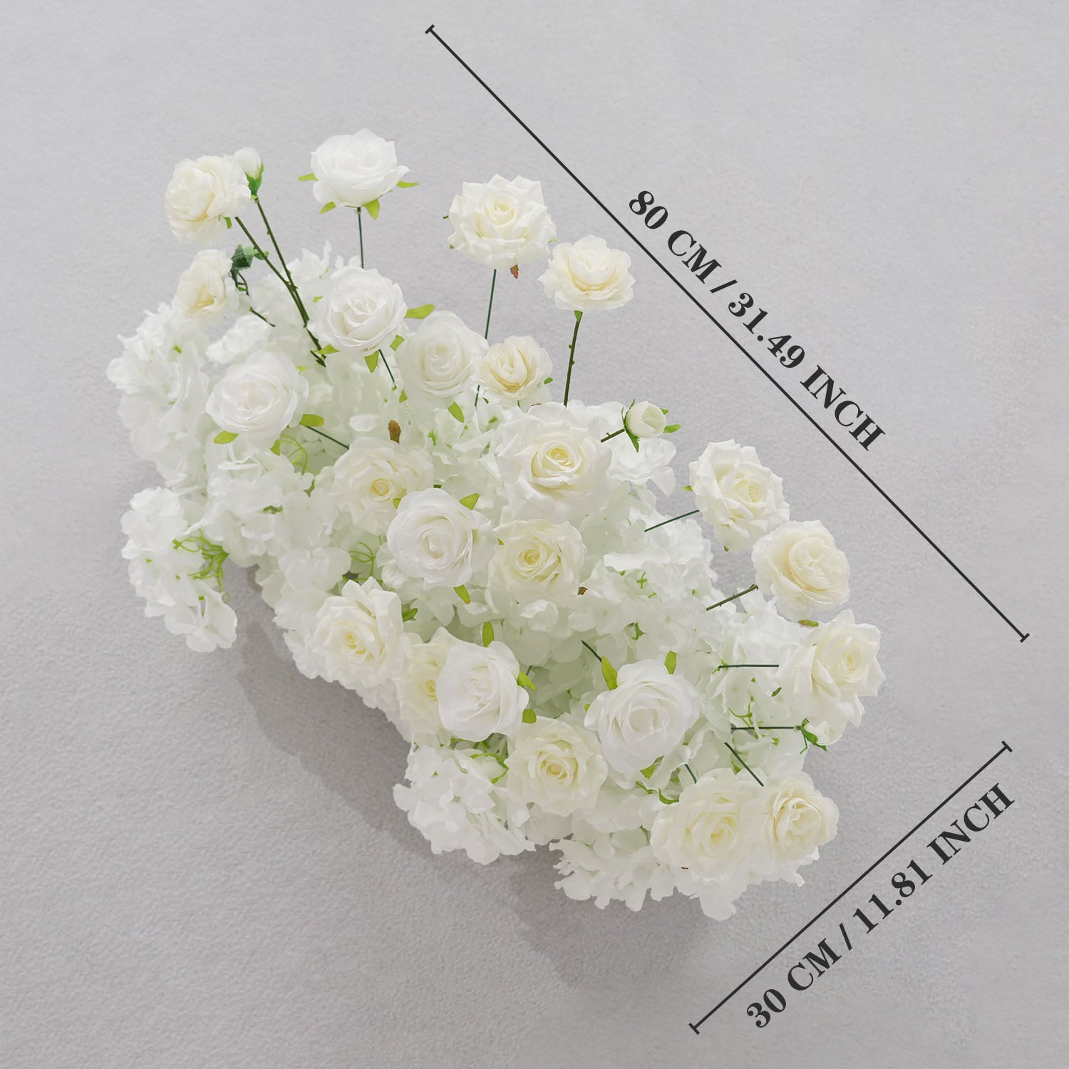 Uflower White Rose Table Runner Sofa Floral Wedding Backdrop Decor